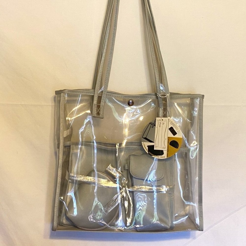 East End Accessories Tote Bag Double Handles w/2Cosmetic Bags & Eyeglass Case ~L